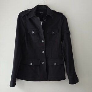 SAKS FIFTH AVE Military Inspired Utility Jacket | 4 | Black Pockets Epaulets NWT
